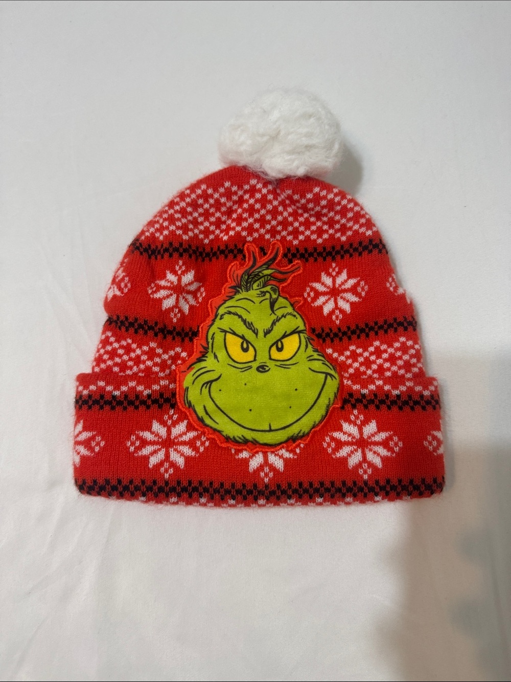 Kids Red Grinch Knit Pom Beanie - Unbranded